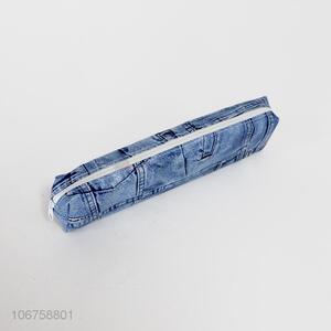 Wholesale creative jean printed pvc pencil bag pen bag