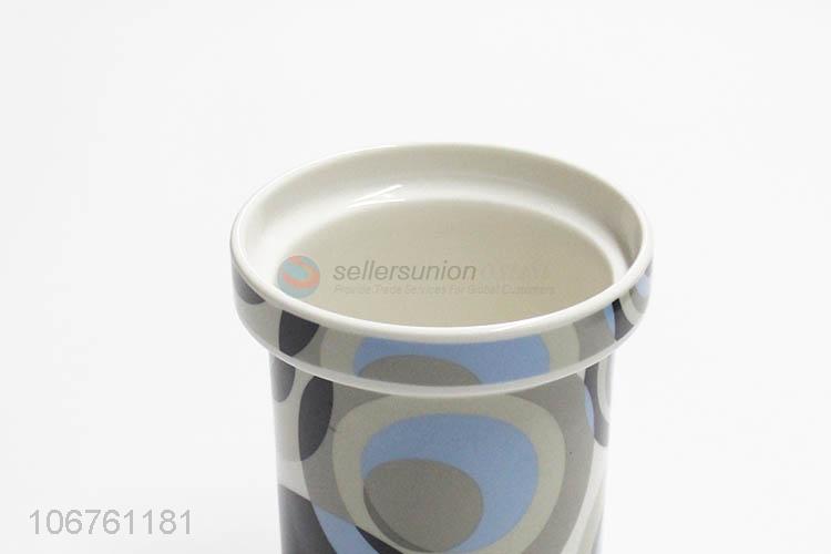 Attractive design geometric pattern decal ceramic storage jar