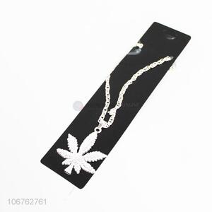 Cheap and good quality leaf design silver alloy necklace