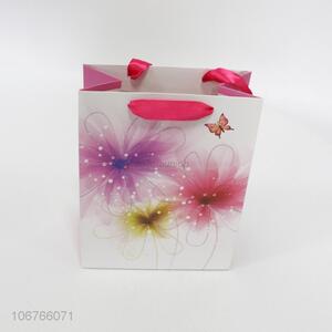 Wholesale price fancy flower printed paper gift bag