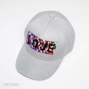 Promotion gift men's colorful sequins cotton baseball cap