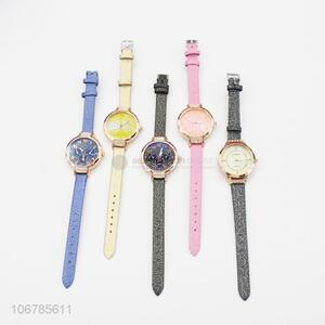 Top Quality PU Watchband Large Dial Watch For Women