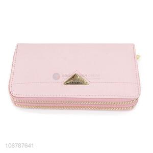 Popular Candy Color Double Zipper Purses Ladies Wallet