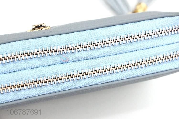 Best Selling Double Zipper Colorful Wallets For Women