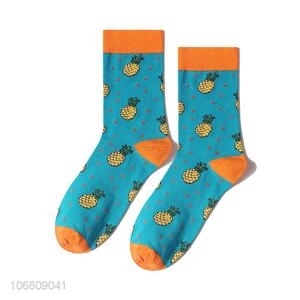 Competitive price men socks jacquard mid-calf length sock