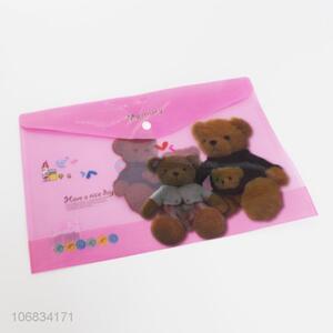 Wholesale cartoon bear printed pvc file bag for students