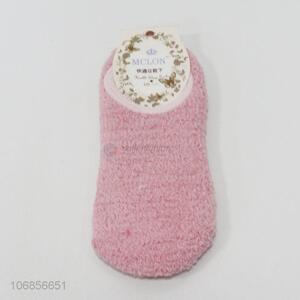 Suitable price solid color women winter terry socks