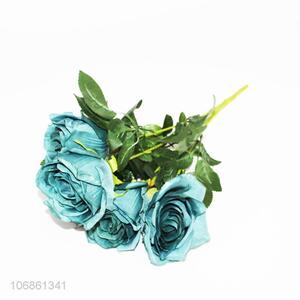 Promotional decorative 5 heads simulation rose plastic rose