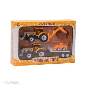 High Sales Engineering Car Plastic Pull Back Truck Toys Set For Kids