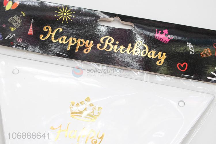 Unique design birthday party decoration gold stamping triangle paper flags