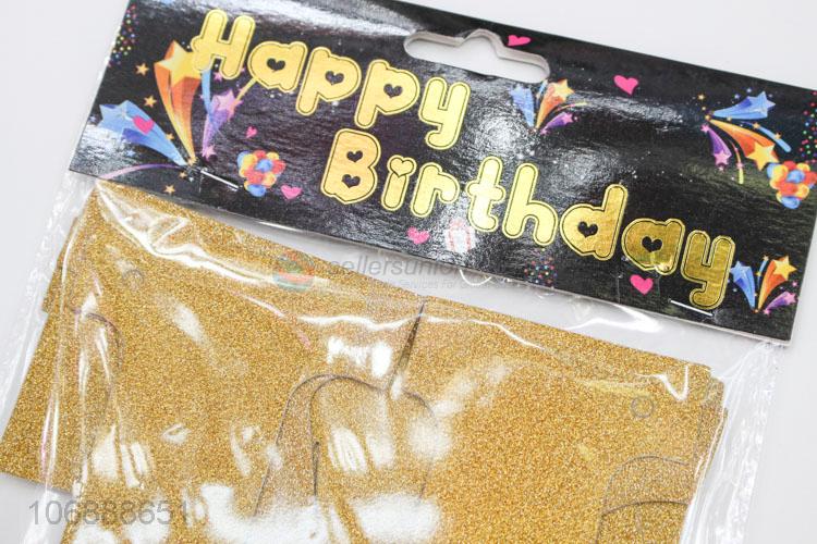 Good quality hapy birthday party banners flags gold glitter letter banners