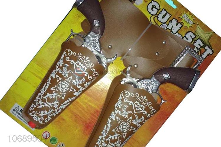 Hot Sale Plating Cowboy Gun And Leather Gun Case Toy Set