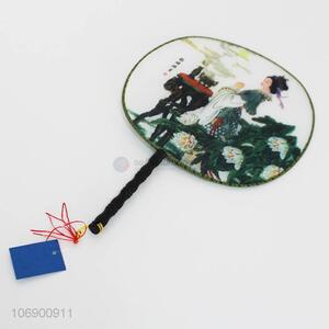 New Fashion Retro Printing Plastic Hand Fan Cheap Round Fan