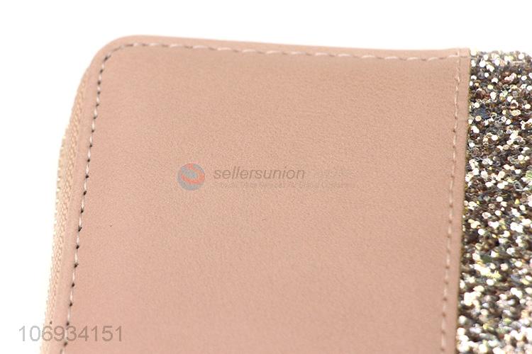 New Fashion Women Leather Wallet Zip Around Purse Lady Long Wallet