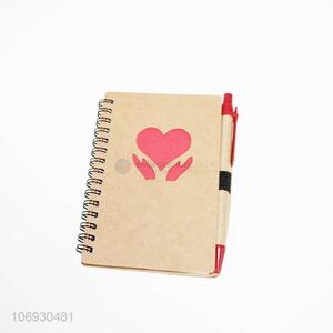 Customized blank pages spiral lined notebook with pen