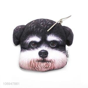 Wholesale cute 3D schnauzer printed coin bag change bag