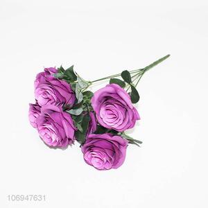 Promotional office decoration 7 heads simulation rose plastic flower