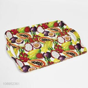 Wholesale price fruit printed rectangle plastic food serving tray