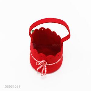 Good quality Christmas felt cloth basket candy basket with ribbon