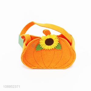 Competitive price cartoon pumpkin felt basket Halloween candy basket