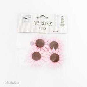 New Style 4 Pieces Decorative Felt Flower Sticker