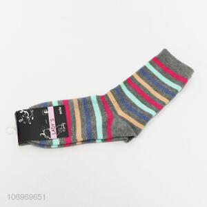 Wholesale cheap colorful striped ladies winter warm crew sock