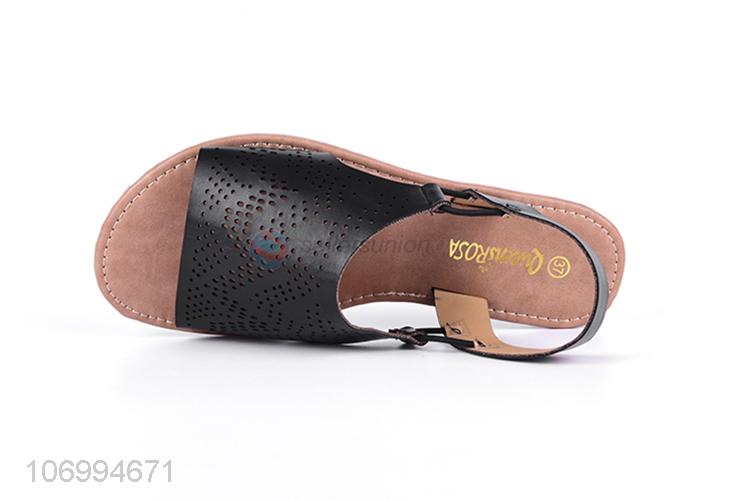 China manufacturer women laser cutting sandal pu leather sandal