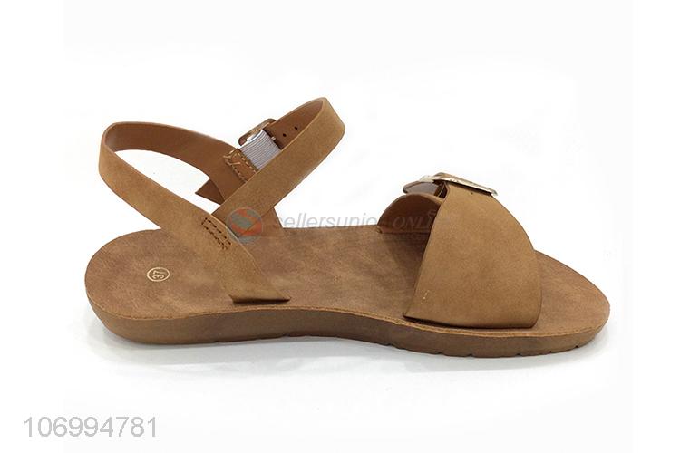 Excellent quality ladies summer pu leather sandal with buckle