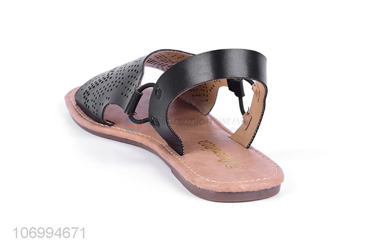 China manufacturer women laser cutting sandal pu leather sandal