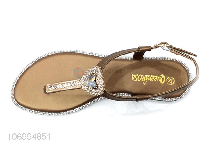 Good sale trendy rhinestones women thong sandal fashion shoes