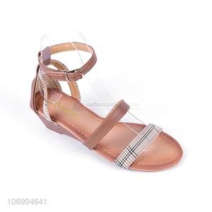 Reasonable price women laser cutting sandal pu leather sandal