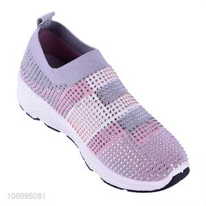 Recent design summer hot drilling knitted mesh women shoes