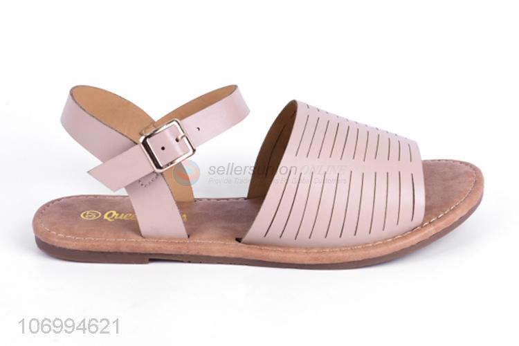 Suitable price women laser cutting sandal pu leather sandal