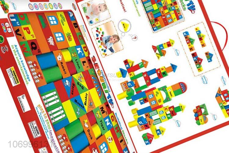 China OEM 68pcs colorful wooden building blocks toddler educational toys