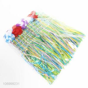 Wholesale Unique Design Hawaiian Plastic Grass Skirt with Flower Trim