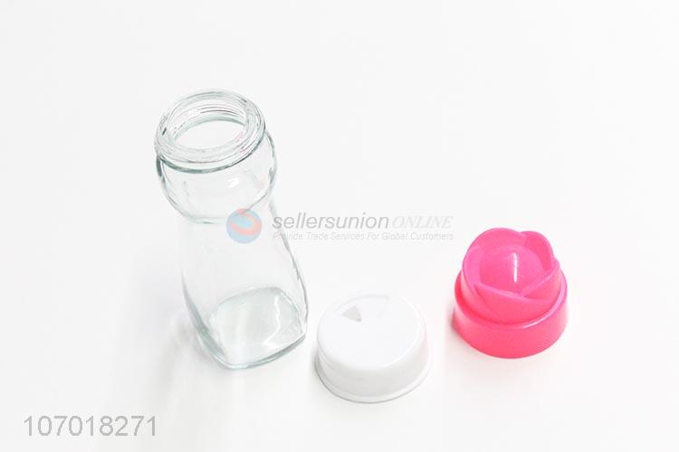 Custom Flower Lid Glass Condiment Bottle For Kitchen