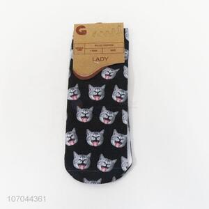 Reasonable price 3D digital printed cat pattern ladies crew socks