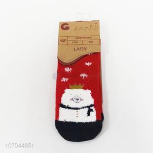 New products girls winter ankle socks with white bear pattern