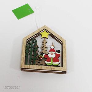 Good quality laser cut flat wooden house Christmas tree hanging ornaments