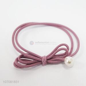 Trendy design high elastic polyester hair tie hair band with pearl