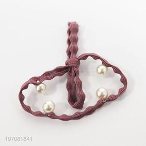 Fashionable design high stretch polyester hair tie hair rope with pearls