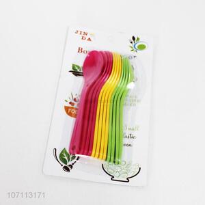 Good sale 12 pieces colorful disposable food grade plastic spoons