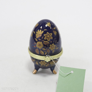 Good Sale Art Printing Egg Shape Ceramic Jewelry Box