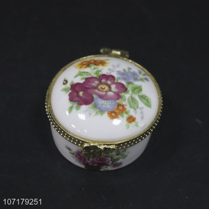 Hot selling Chinese style enamel porcelain trinket box ceramic jewelry box