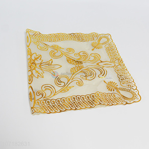 Good quality exquisite rectangle hot stamping gold pvc placemat table mat