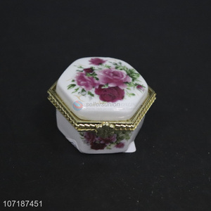 Factory sell flowers printing ceramics Jewelry box trinket boxes