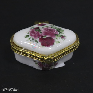 Factory sell flowers printing ceramics Jewelry box trinket boxes