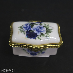 Contracted Design Porcelain Trinket Boxes Ceramic Jewelry Box