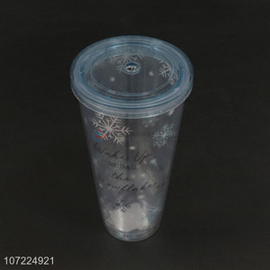 Unique design snowflake pattern printing plastic juice drinking cup