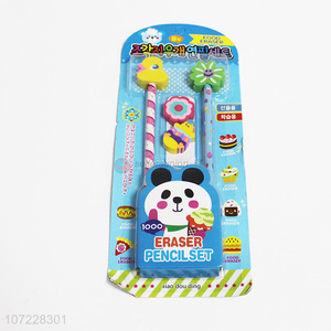 stationery Eraser Pencil Set Students Cartoon Stationery